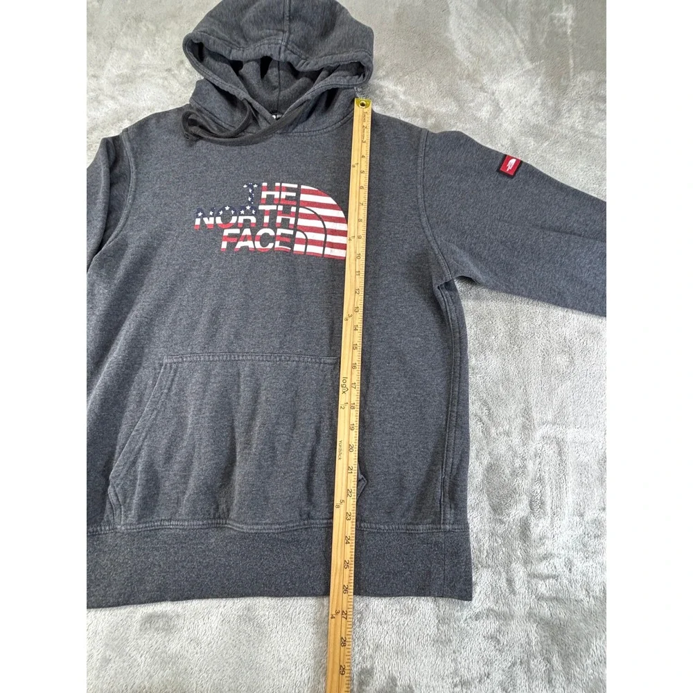 The North Face Hoodie‎ Mens M Grey USA Flag Graphic Pullover NF0A352E